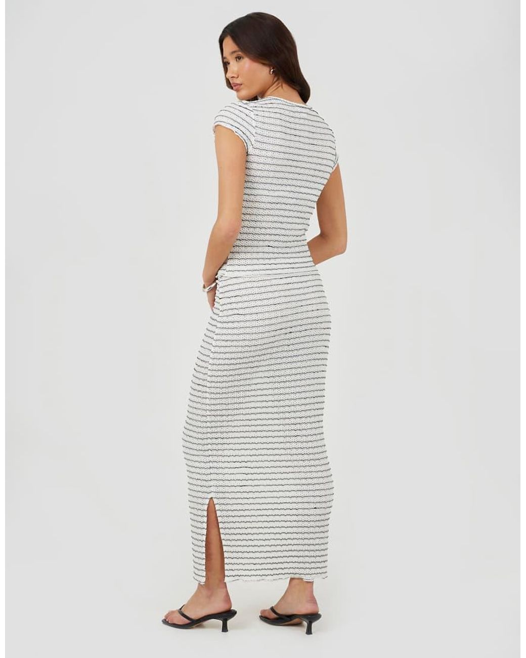 Brave Soul Gray Textured Jersey Stripe Short Sleeve Top