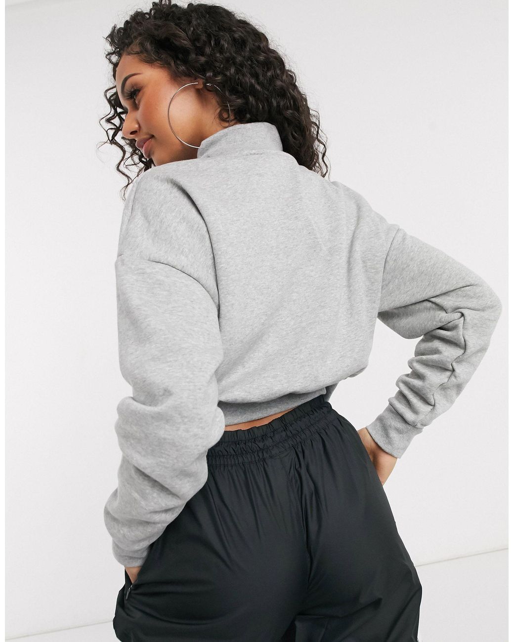 Nike Essential Crop 1 4 Zip Sweatshirt in Grey Lyst UK