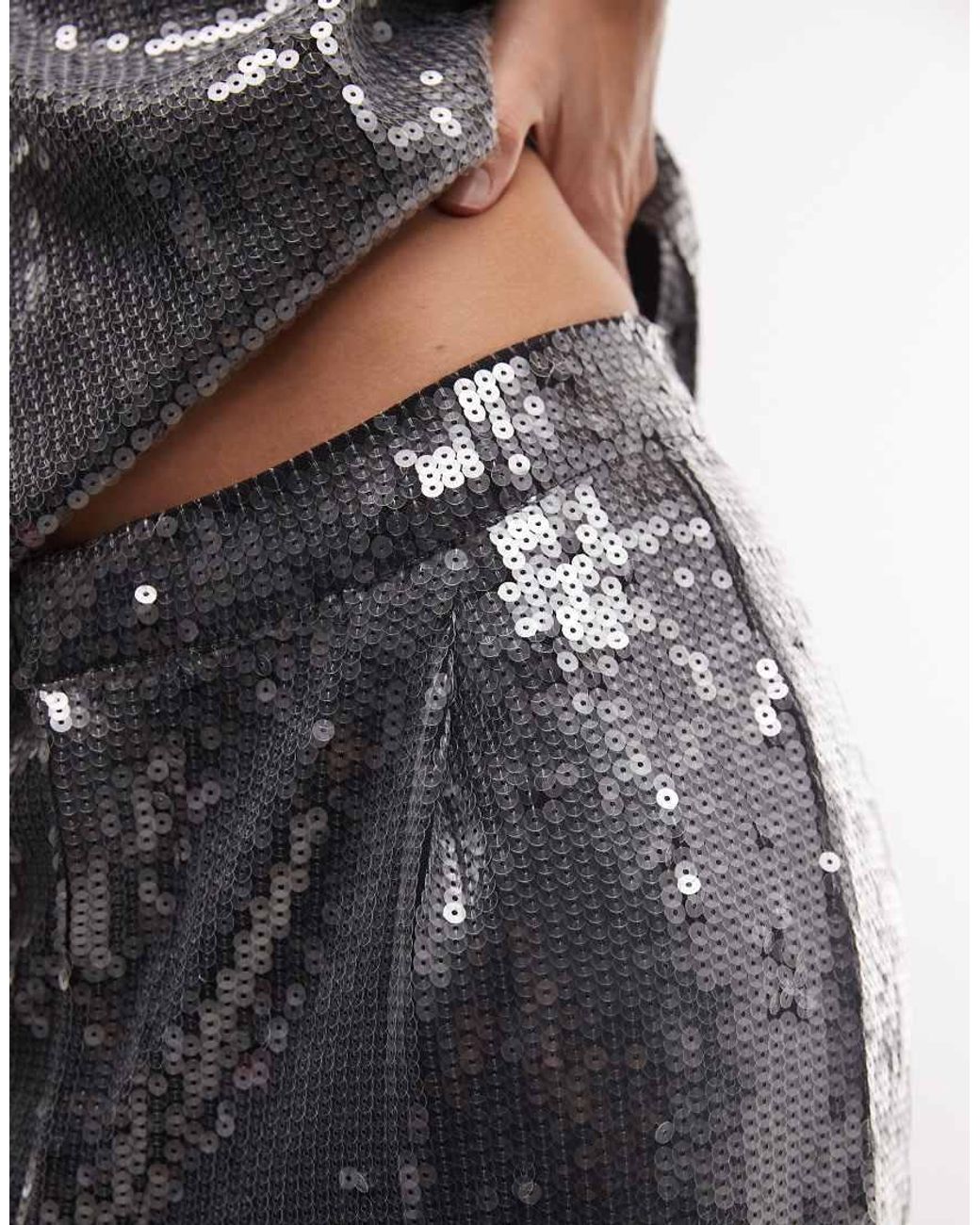ASOS Black Co-ord Sequin Wide Leg Trouser
