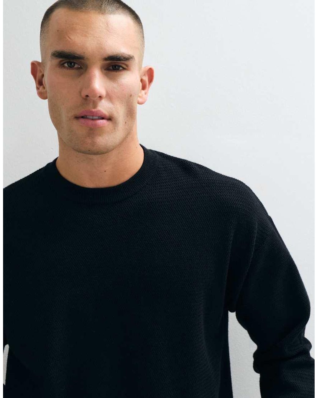 Only & Sons Blue Jacquard Crew Neck Knit Sweater for men