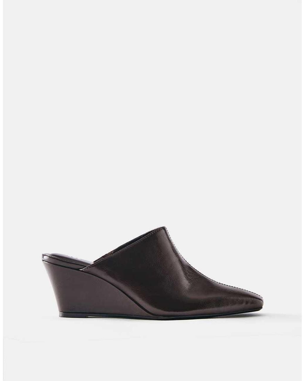 Pull&Bear Black Wedge Heel Mule Shoes
