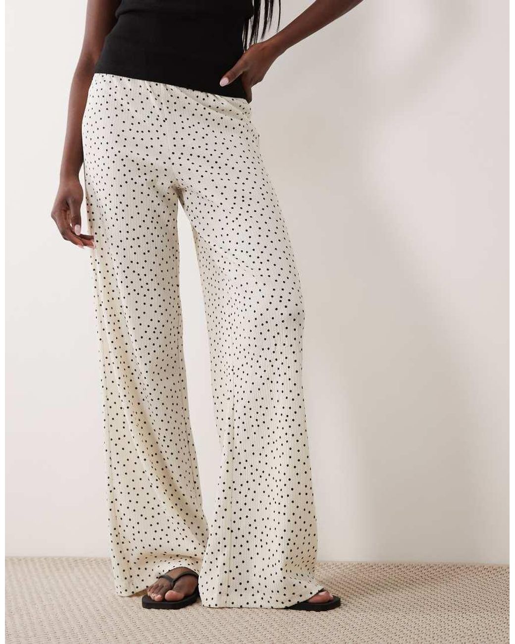ASOS White Textured Wide Leg Trousers