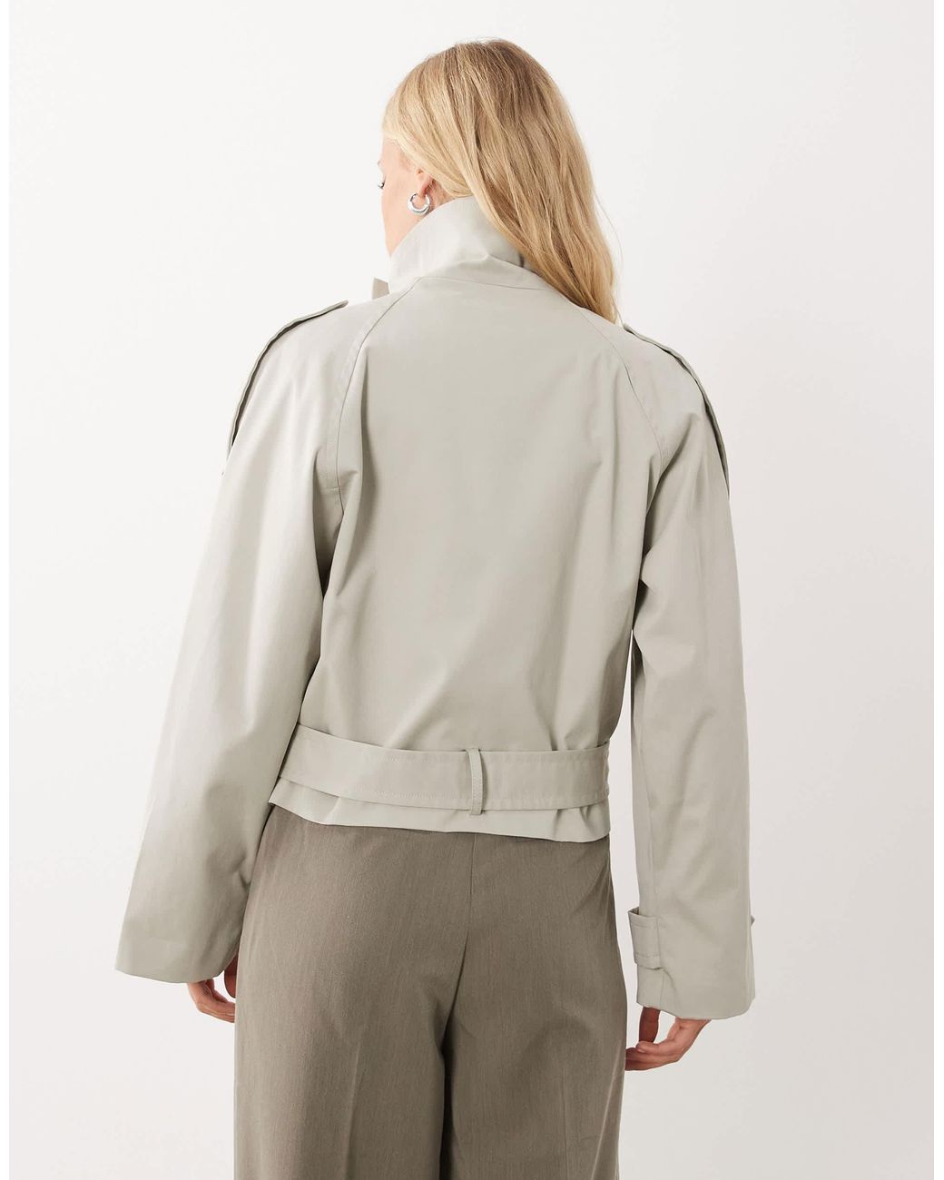 Mango Gray Cropped Trench
