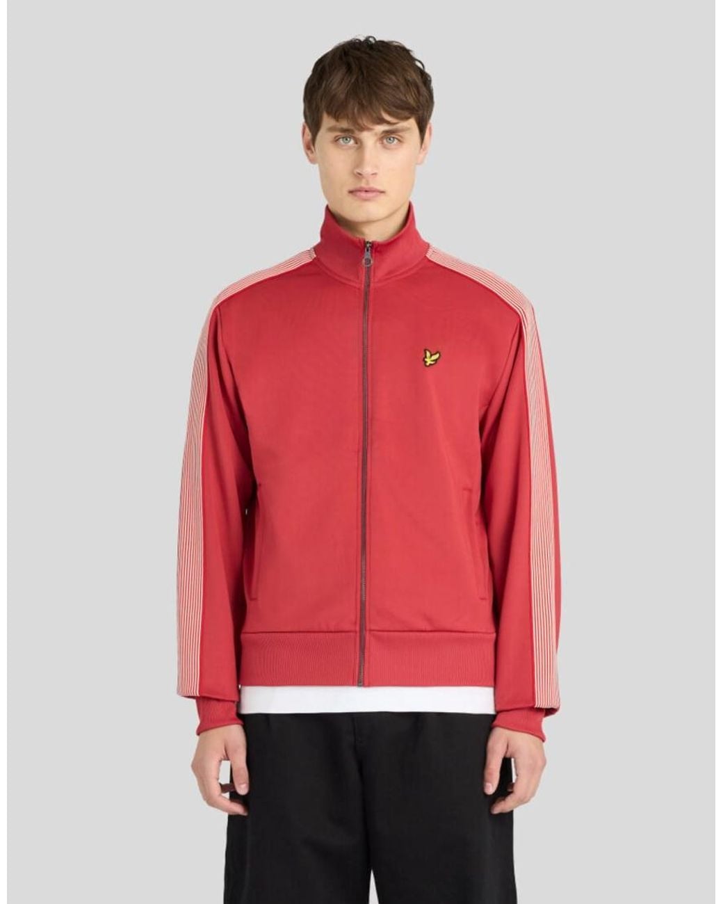 Lyle & Scott Red Mid Layers Striped Taped Track Jacket for men