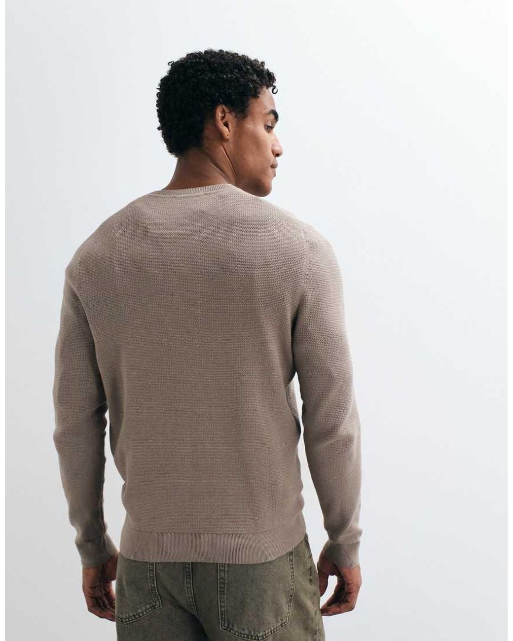 Mango Brown Cotton Rich Knitted Jumper for men