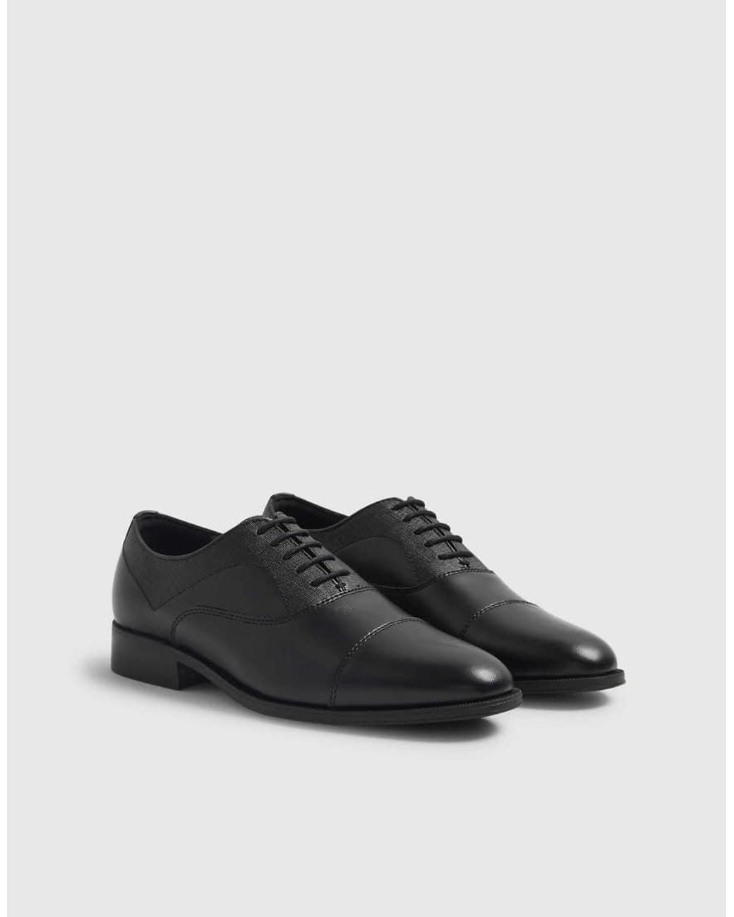 River Island Black Wide Fit Faux Leather Lace Up Shoes for men