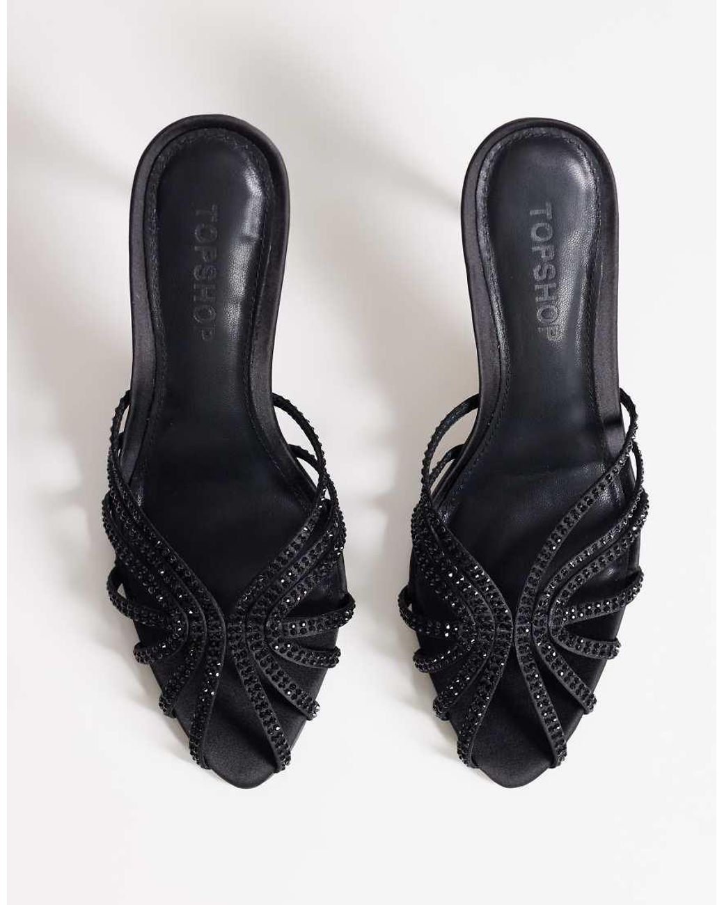 TOPSHOP Brown Azelia Heeled Sandals With Gems