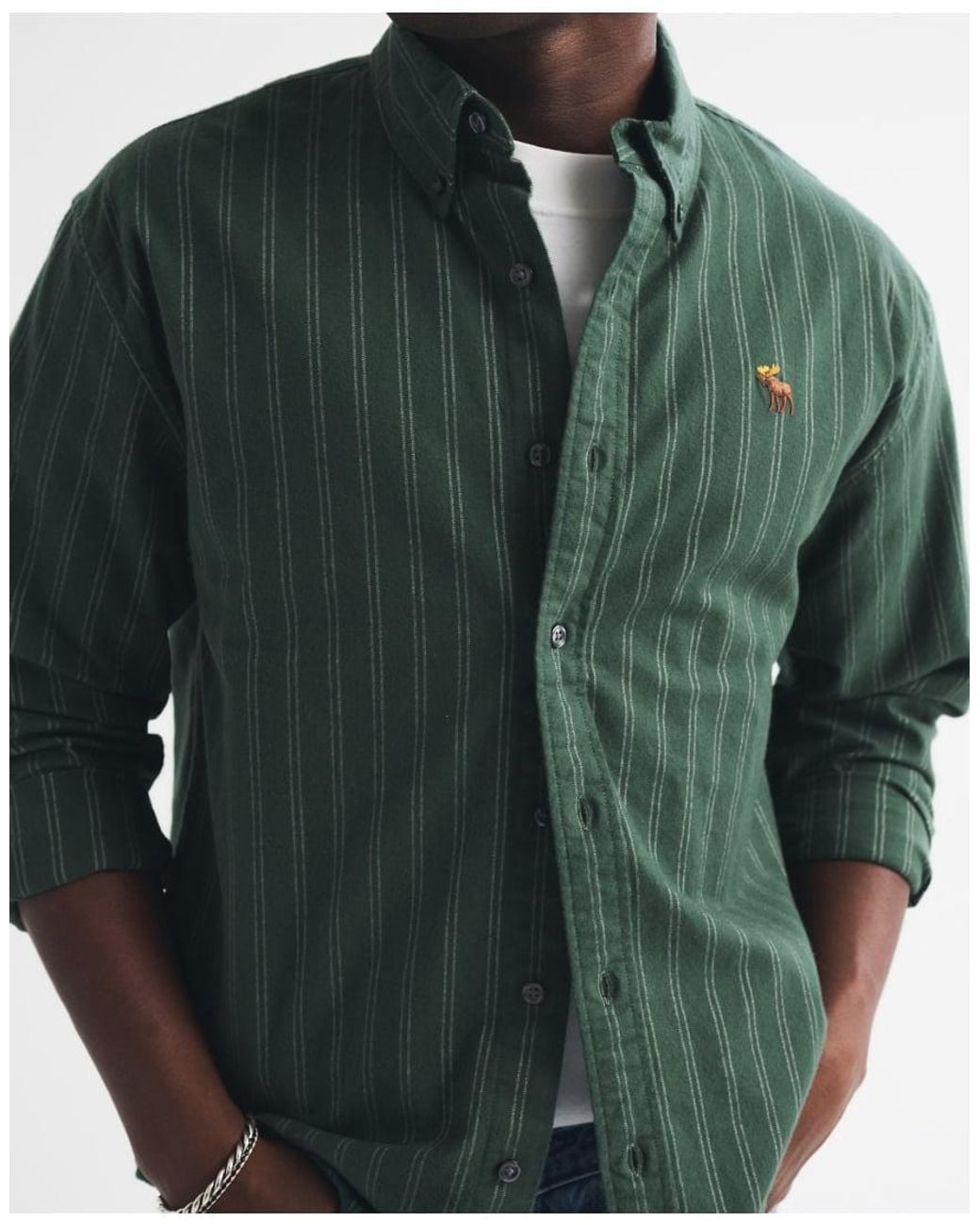 Abercrombie & Fitch Green Icon Oxford Button-Up Shirt for men