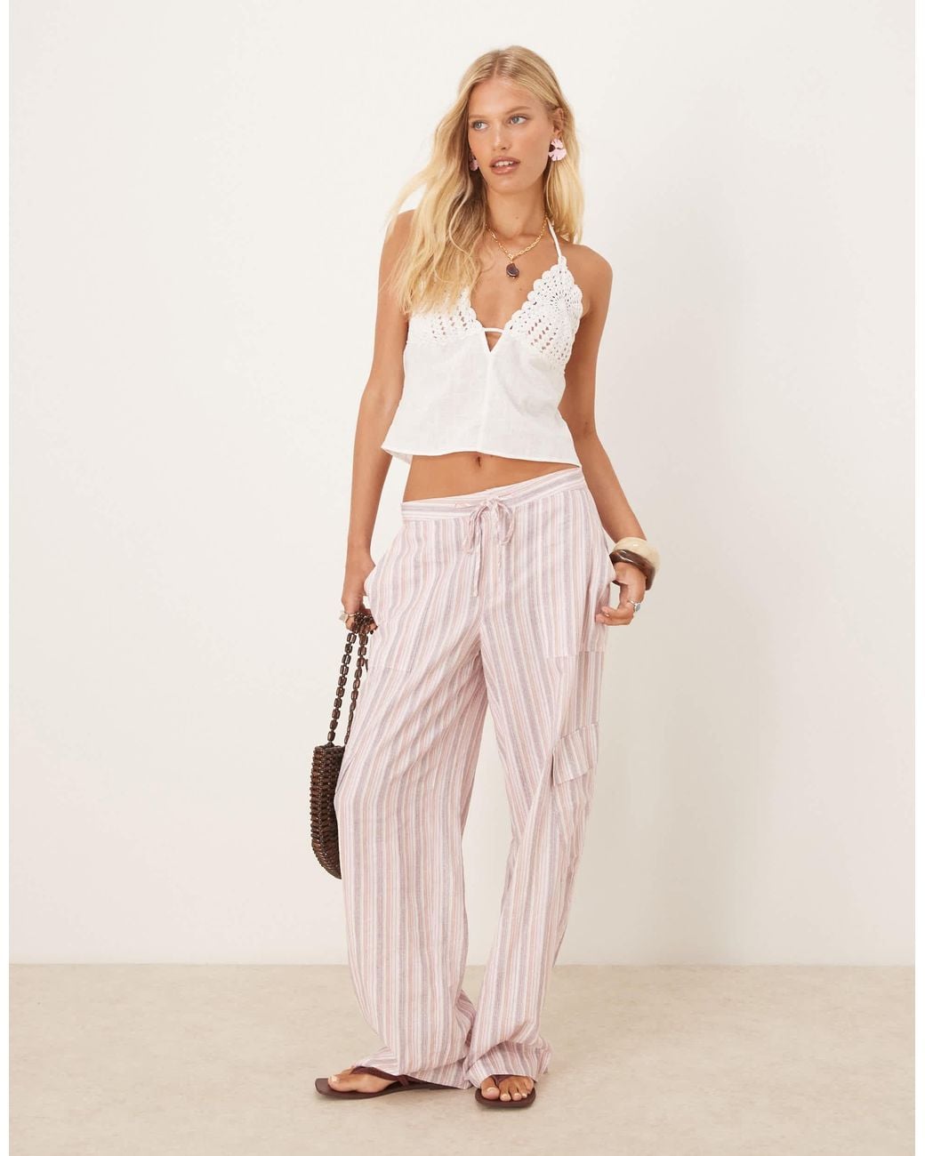ASOS Natural Textured Doily Insert Beach Cami Top