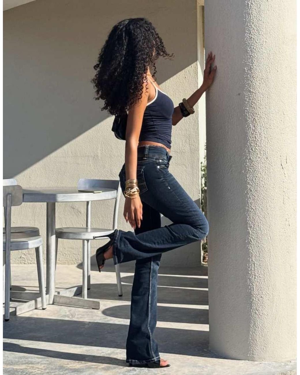 Bershka Red Bootcut Jeans