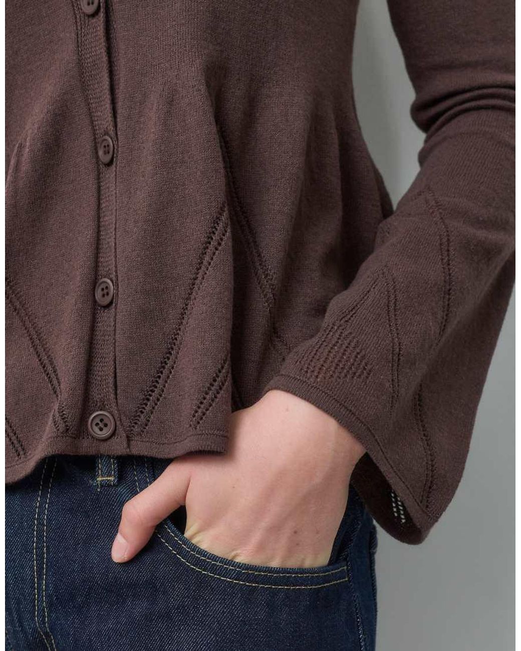 ASOS Brown Knitted Peplum Cardigan