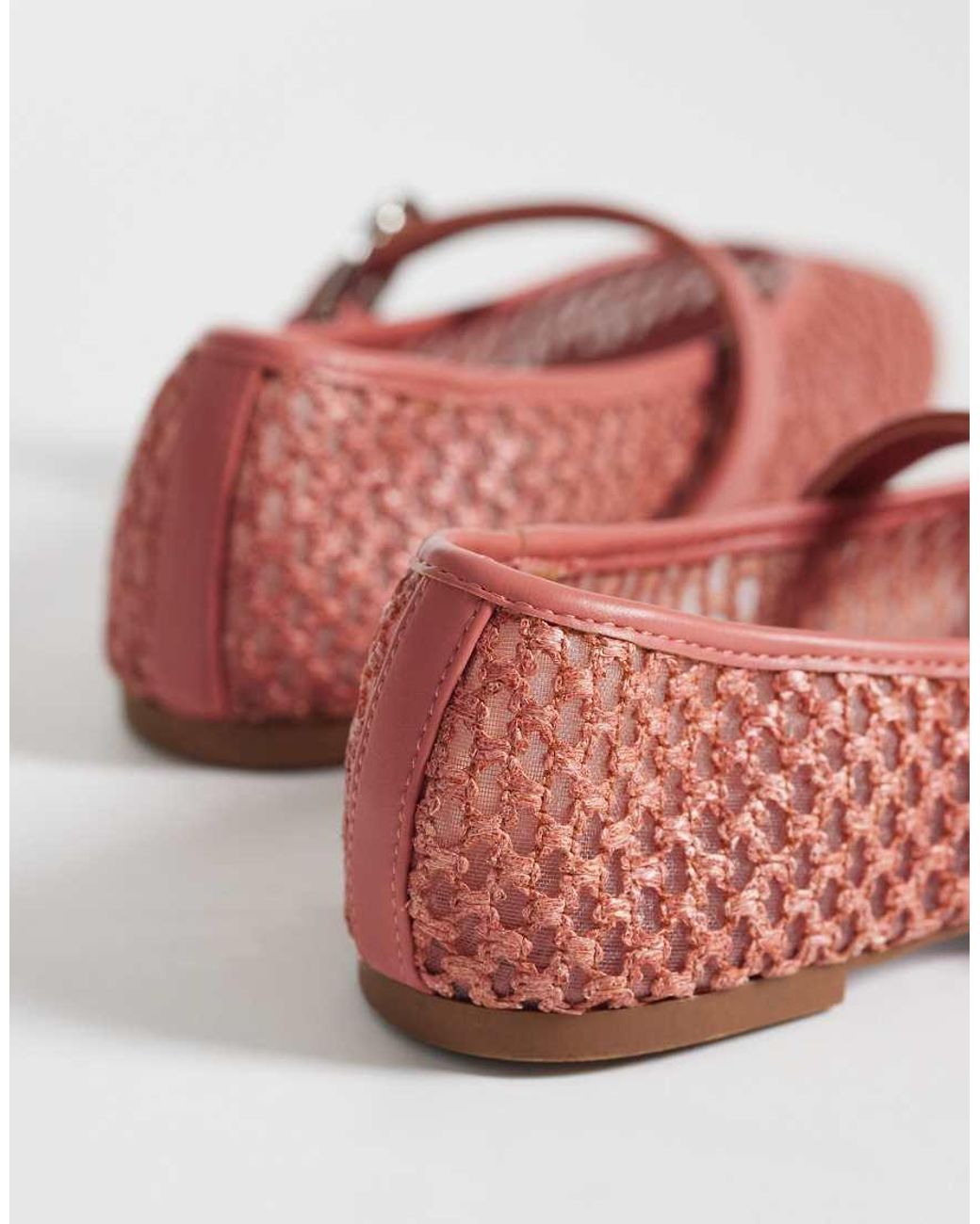 ASOS Red Leah Weave Mary Jane Ballets