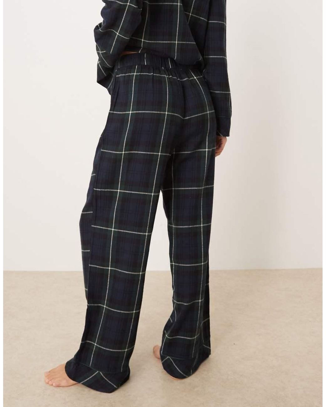 Abercrombie & Fitch Blue Flannel High Rise Boxer Pyjama Bottoms Co-Ord