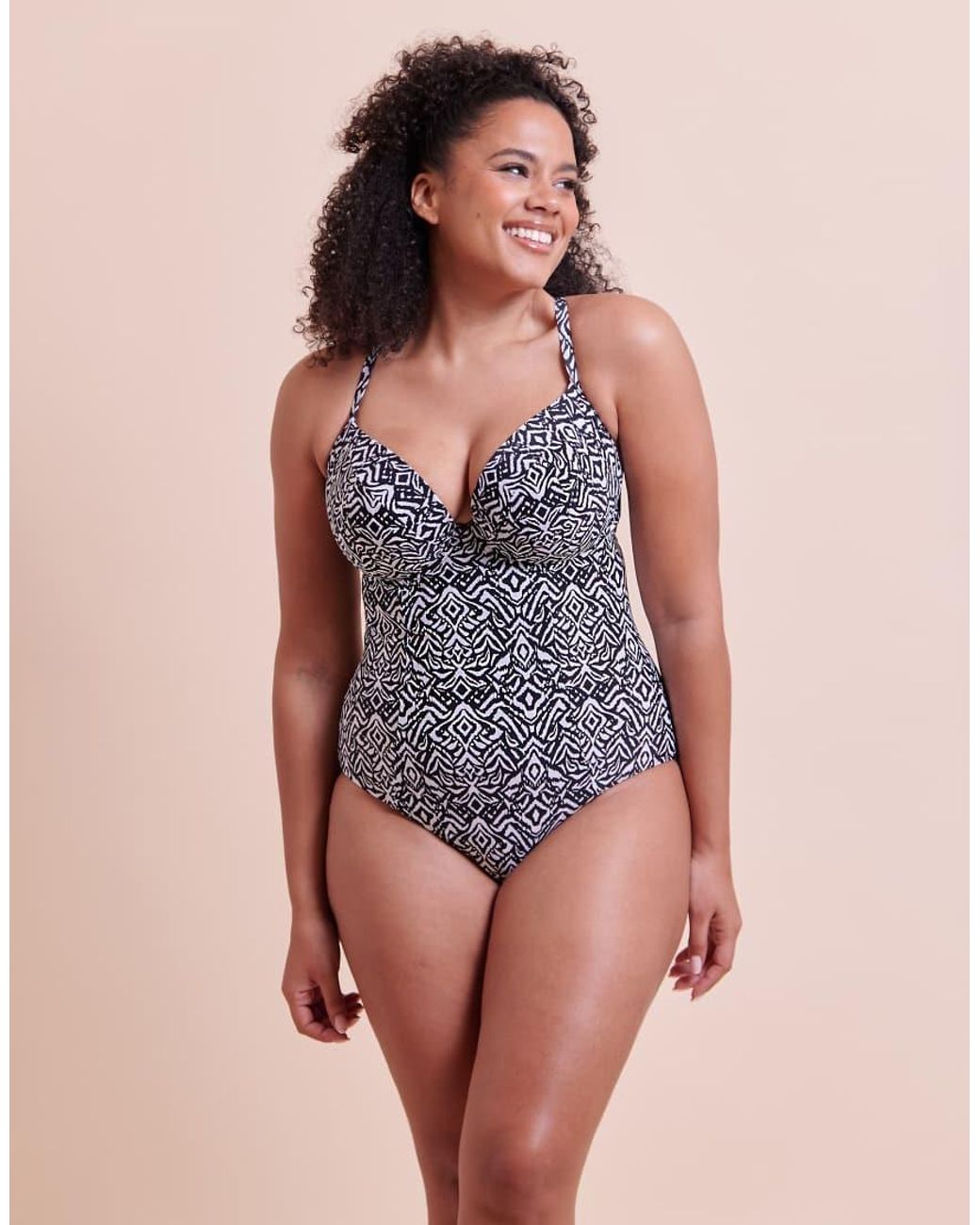 Curvy Kate Black Wild Horizon Padded Plunge Swimsuit