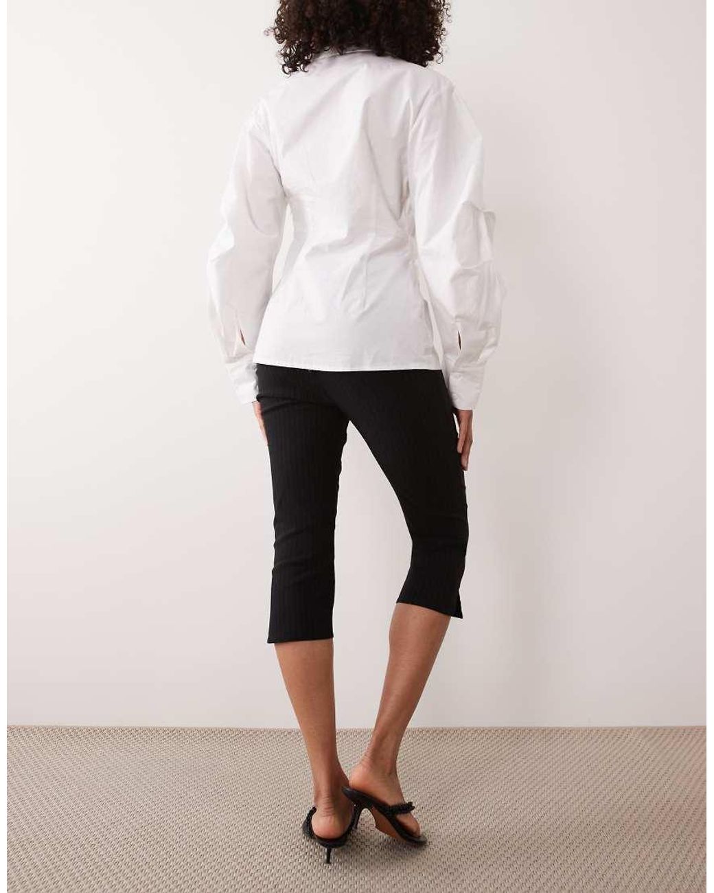 ASOS Natural Bengaline High Waist Side Split Capri Pant