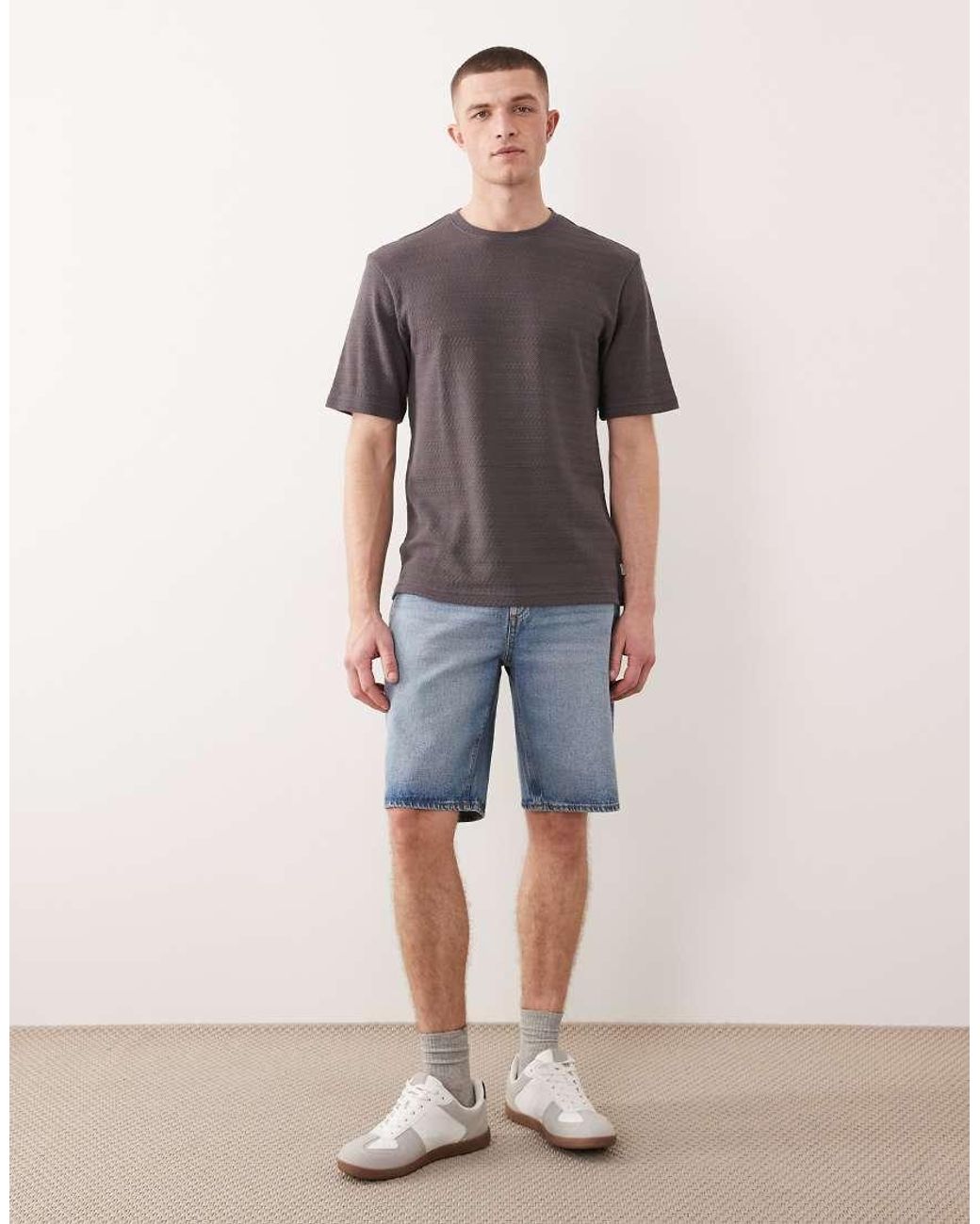 Only & Sons Gray Textured Knit T-shirt for men
