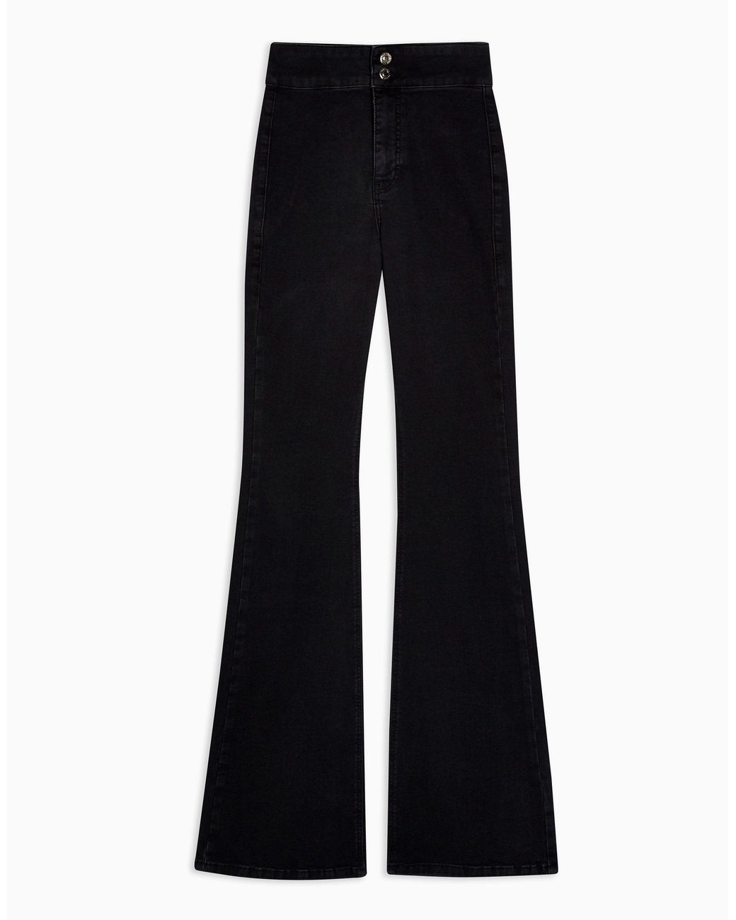 TOPSHOP Denim Skinny Stretch Flare Jeans in Black | Lyst