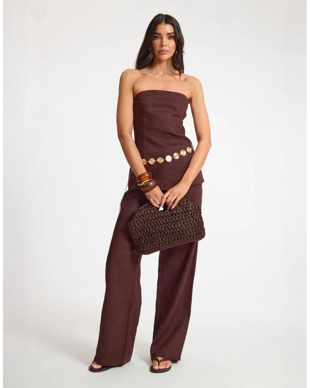 Missy Empire Purple Linen Longline Bandeau