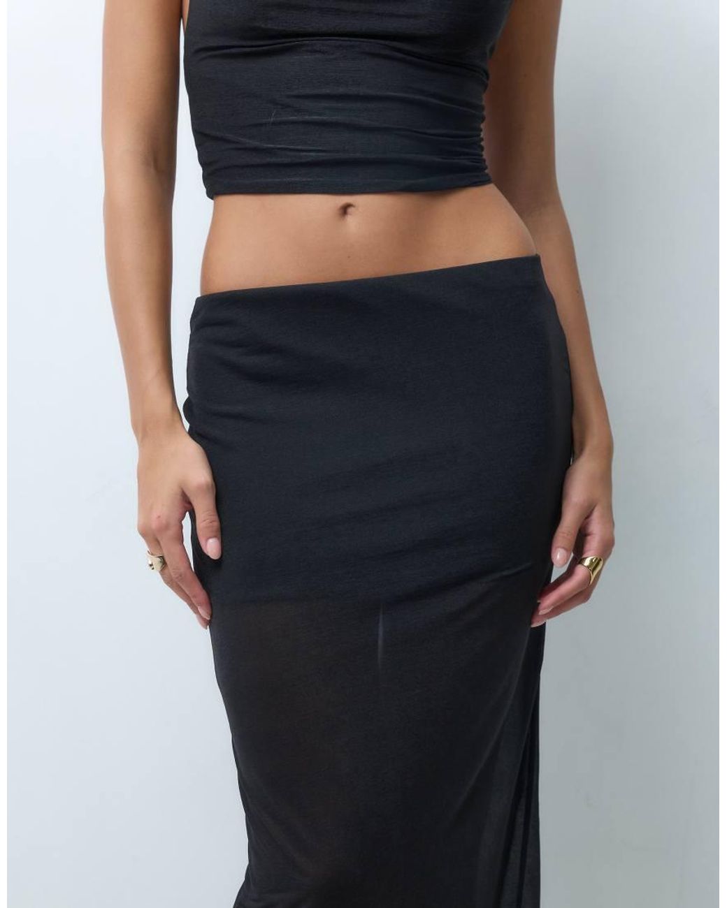 Missy Empire Black Mesh Maxi Skirt Co-Ord