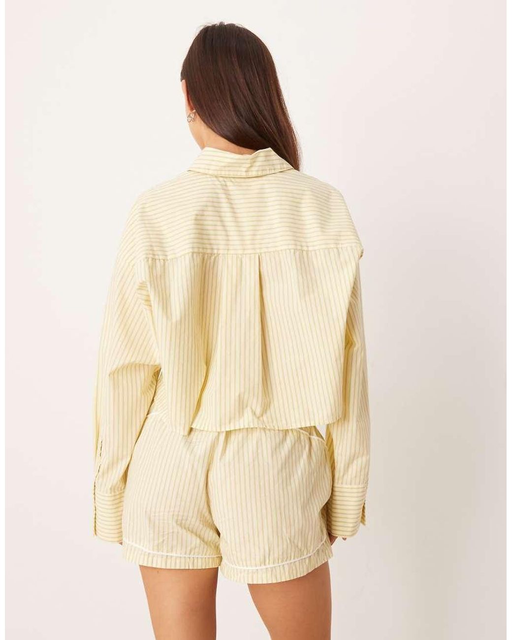 Calvin Klein Natural Cropped Poplin Shirt Co-ord