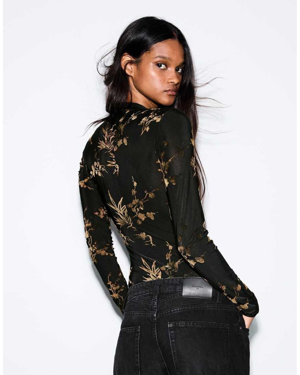 Bershka Black Long Sleeve Bodysuit
