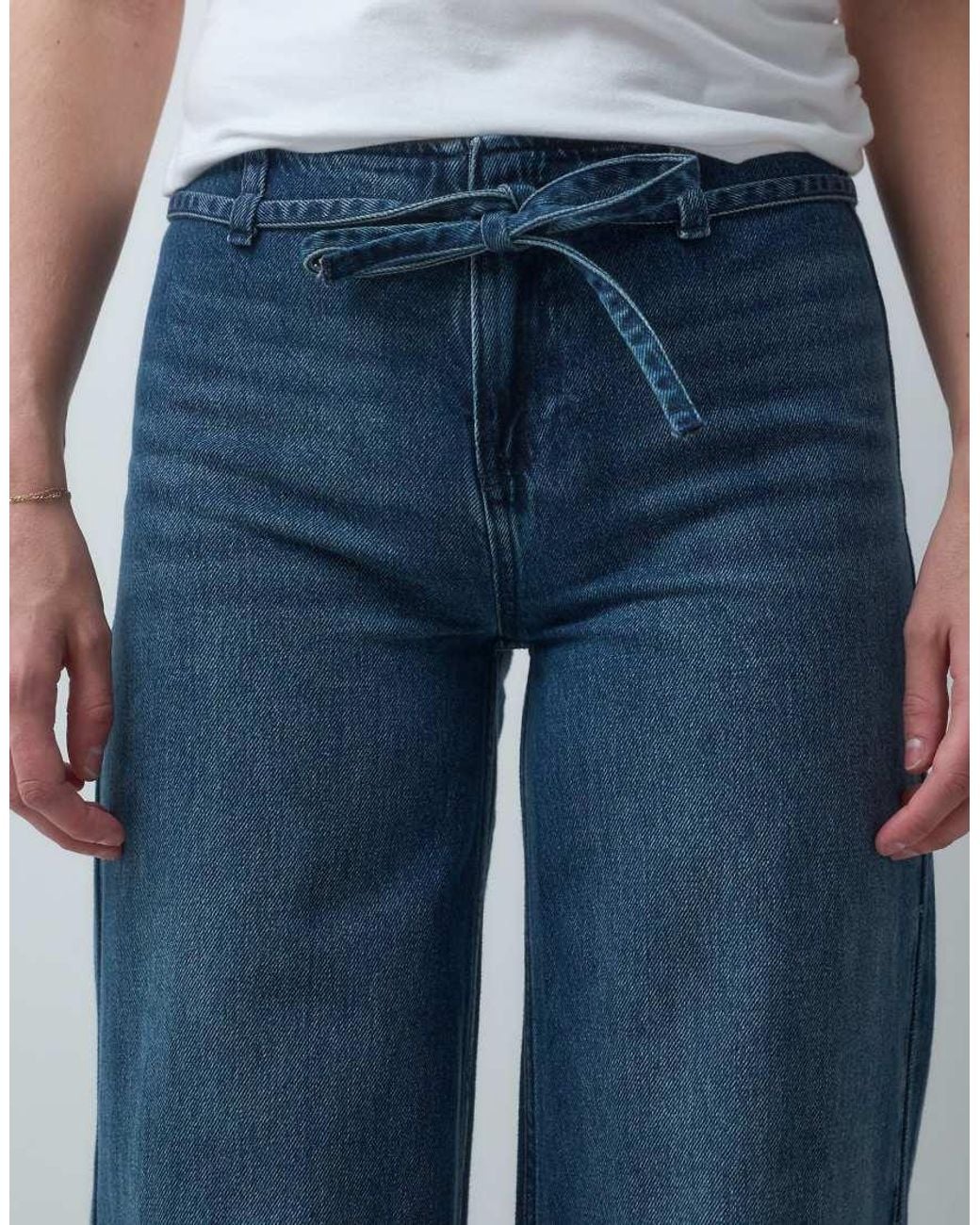 Mango Blue Teen Tie Waist Straight Jean