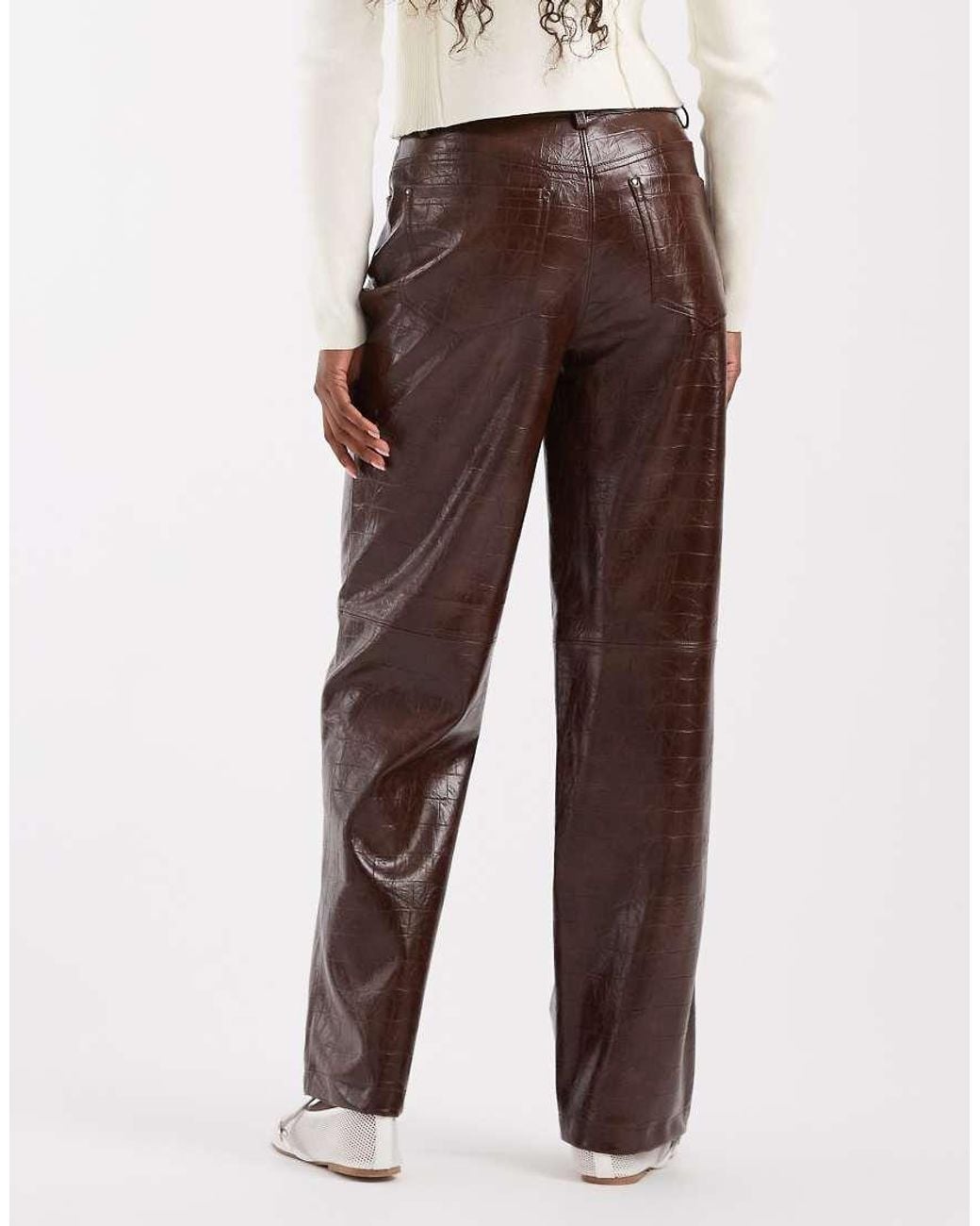 ASOS White Faux Leather Slim Straight Leg Trousers