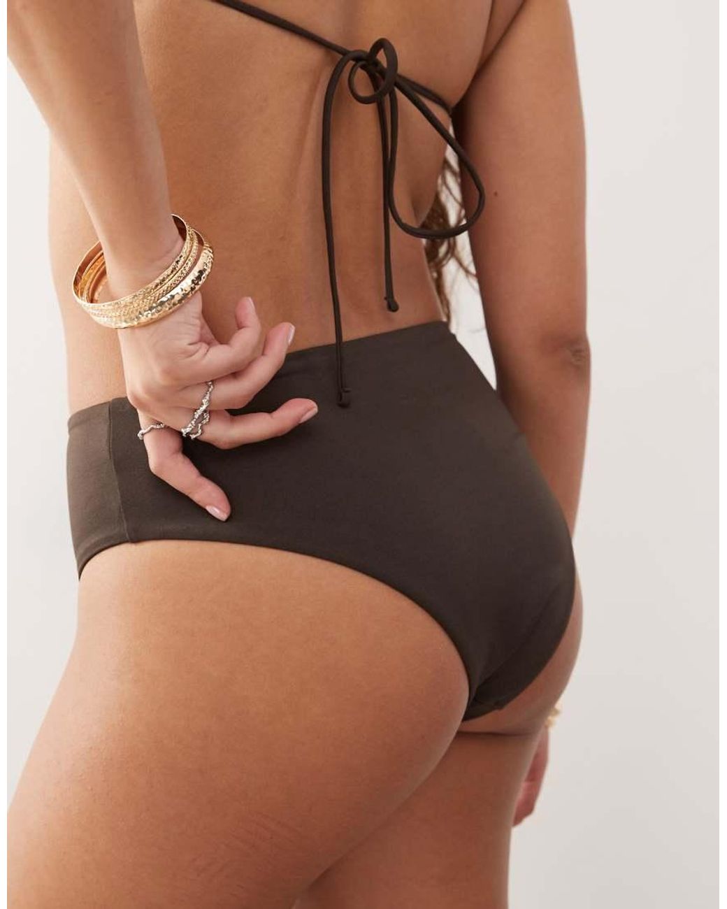 Weekday Brown High Waisted Brazilian Bikini Bottoms