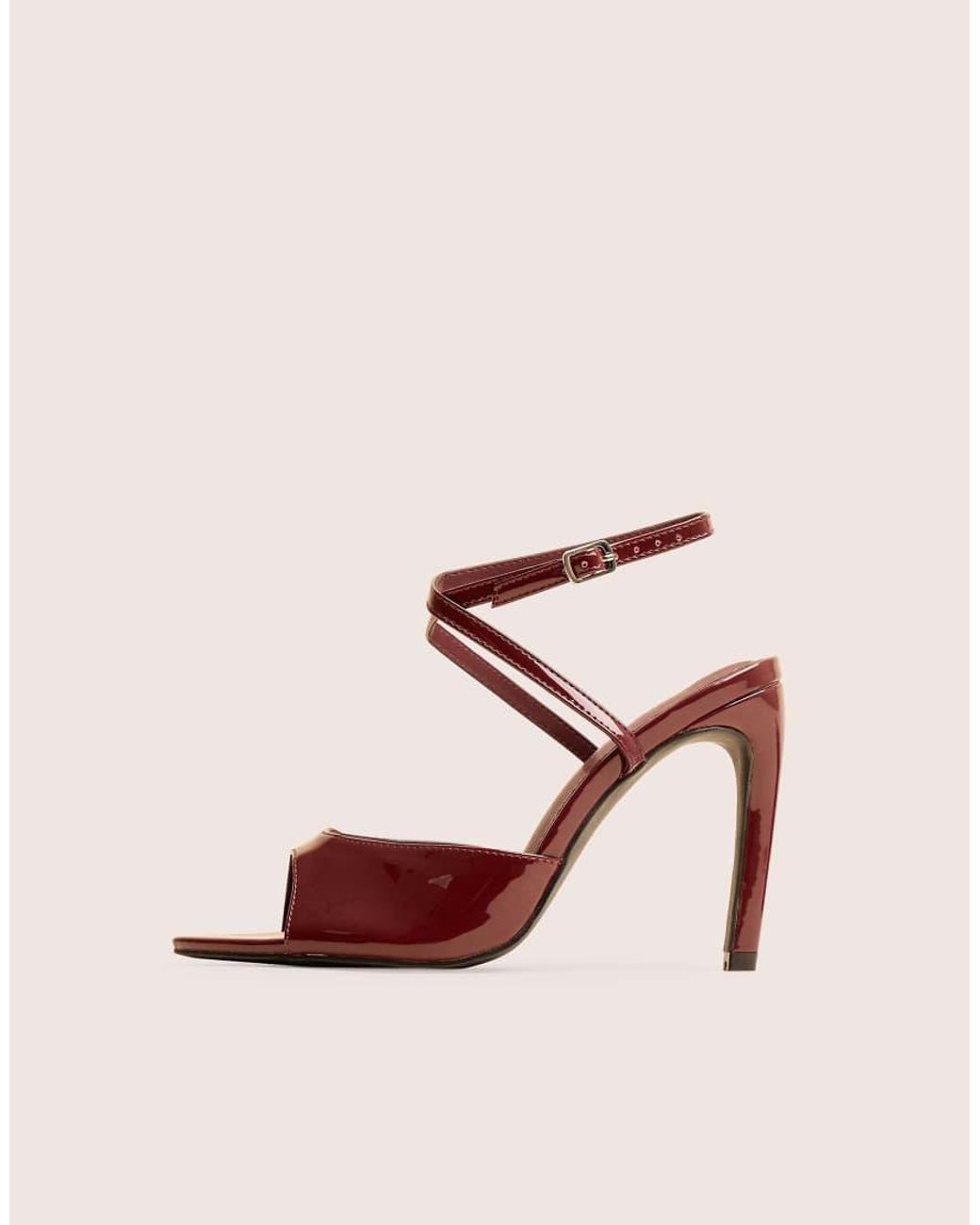 Public Desire Pink Caught On Wine Peep Toe Curved High Heel