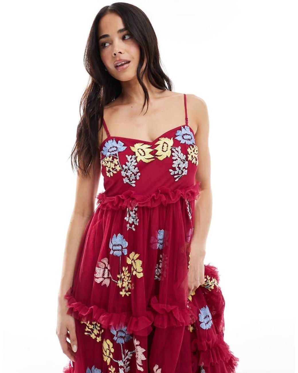 Maya Embroidered Cami Midaxi Dress