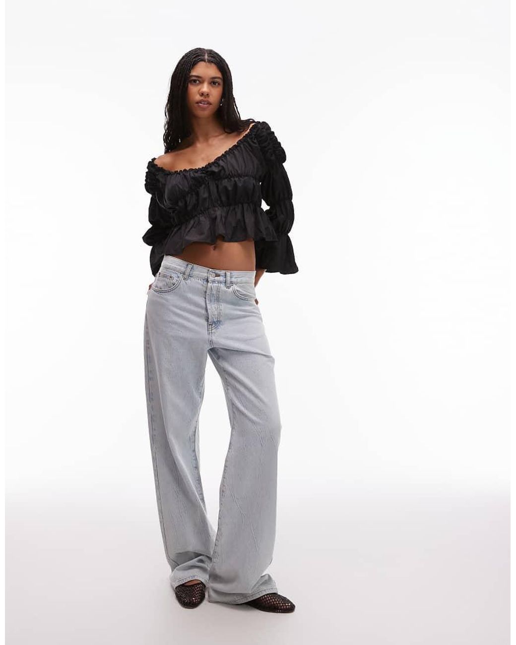 laagam Black Sadie Linen Ruched Blouse