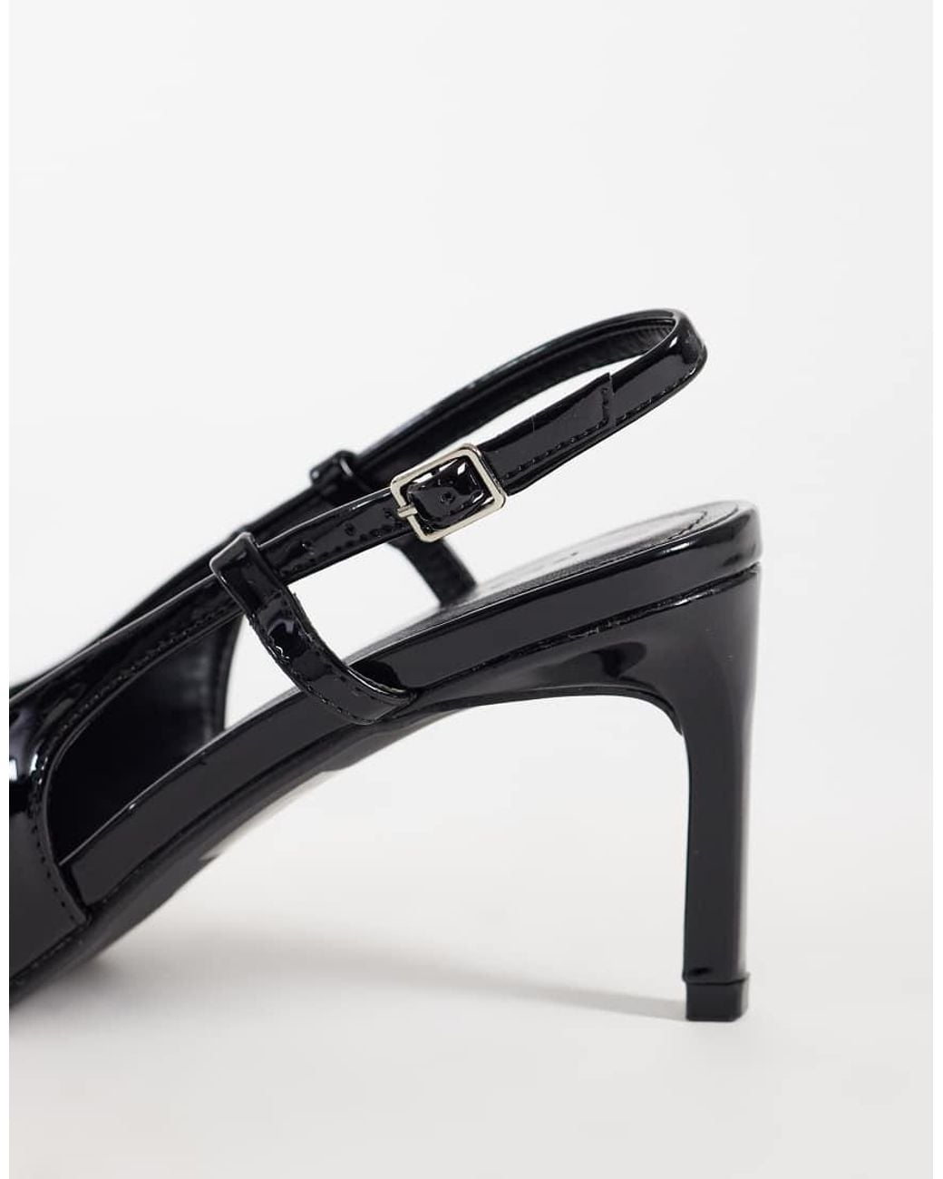 Public Desire Black Salsa Sling Back Kitten Heels