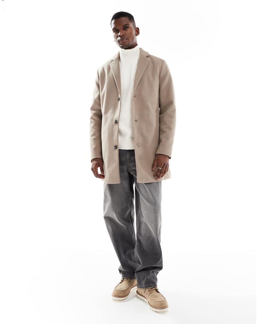 JJ Rebel Natural Wool Look Overcoat for men