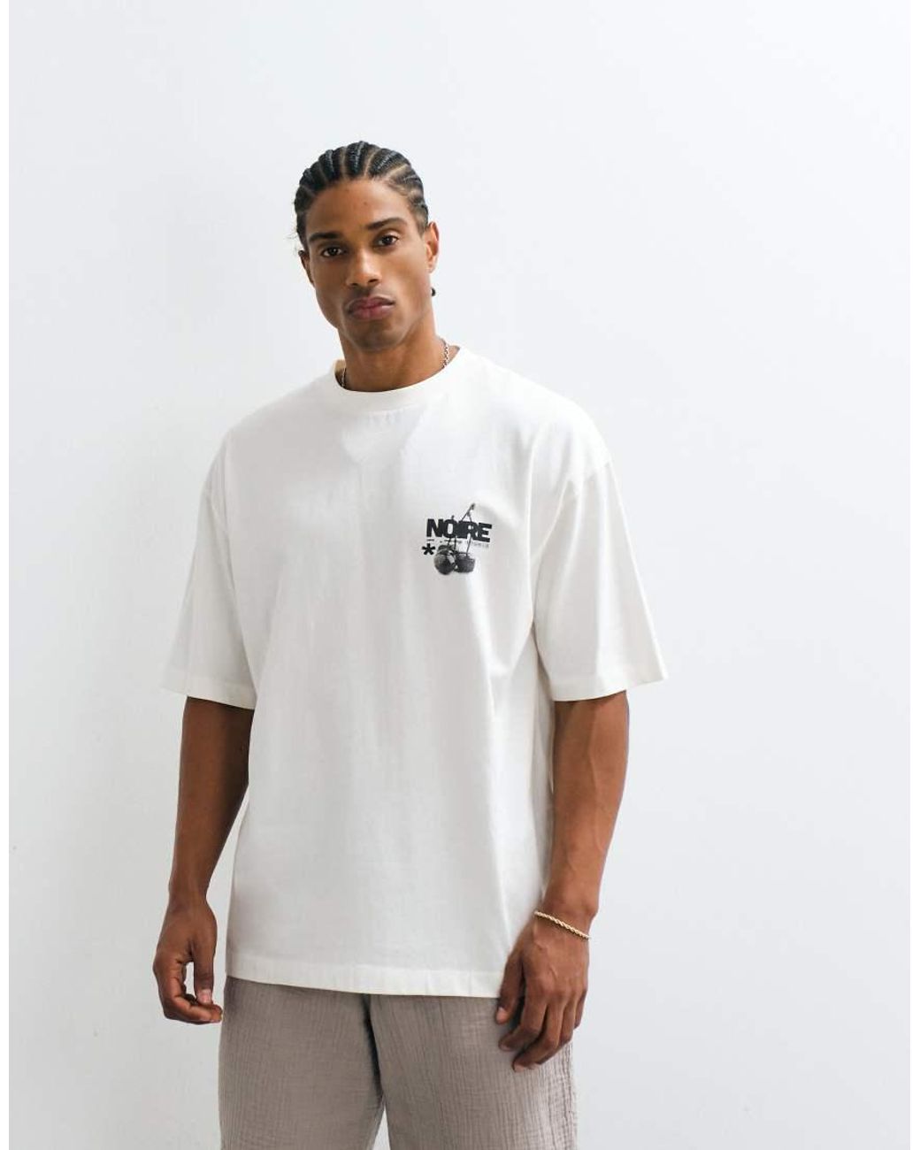 ASOS White Oversized T-Shirt With Cherry Graphic for men