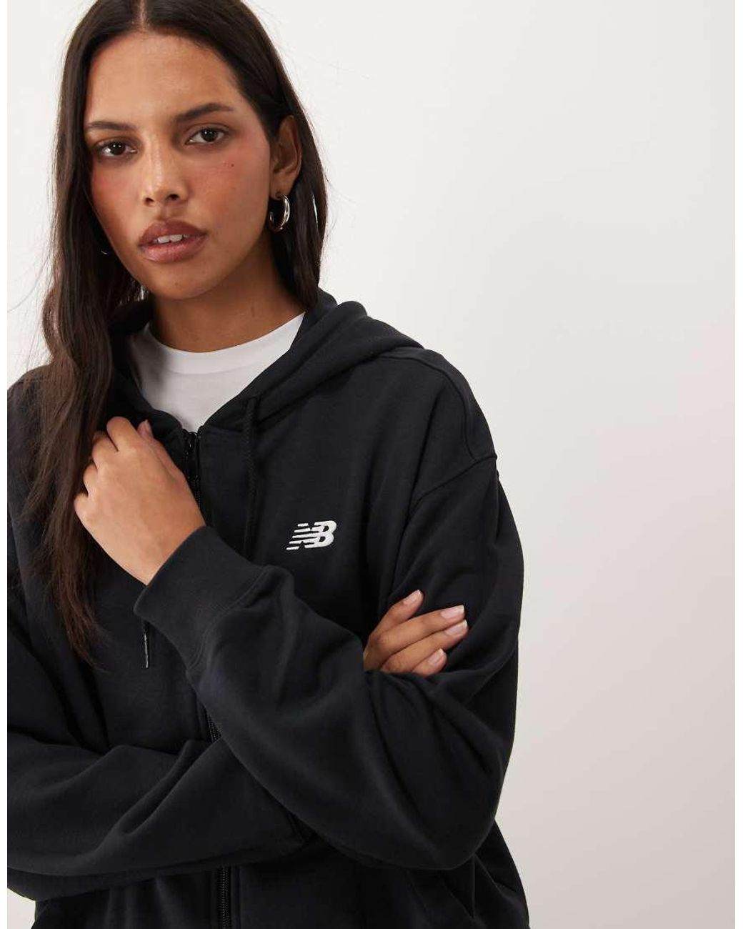 New Balance Black Sport Essentails Fleece Terry Full Zip Hoodie