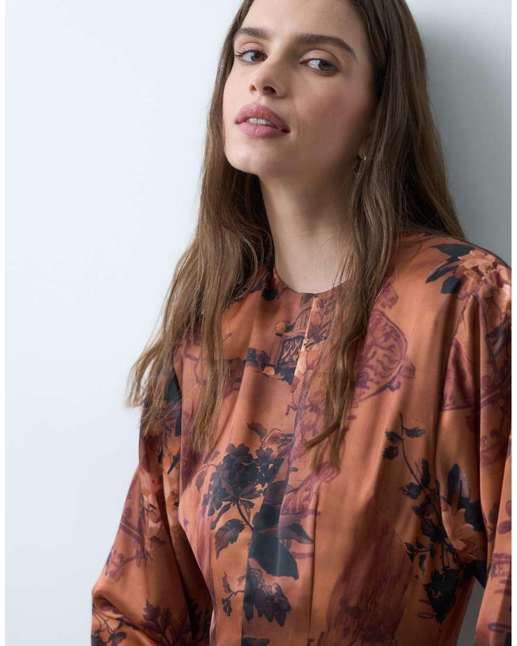ASOS Multicolor Satin Long Sleeve Shoulder Pad Mini Dress And Sash Detail