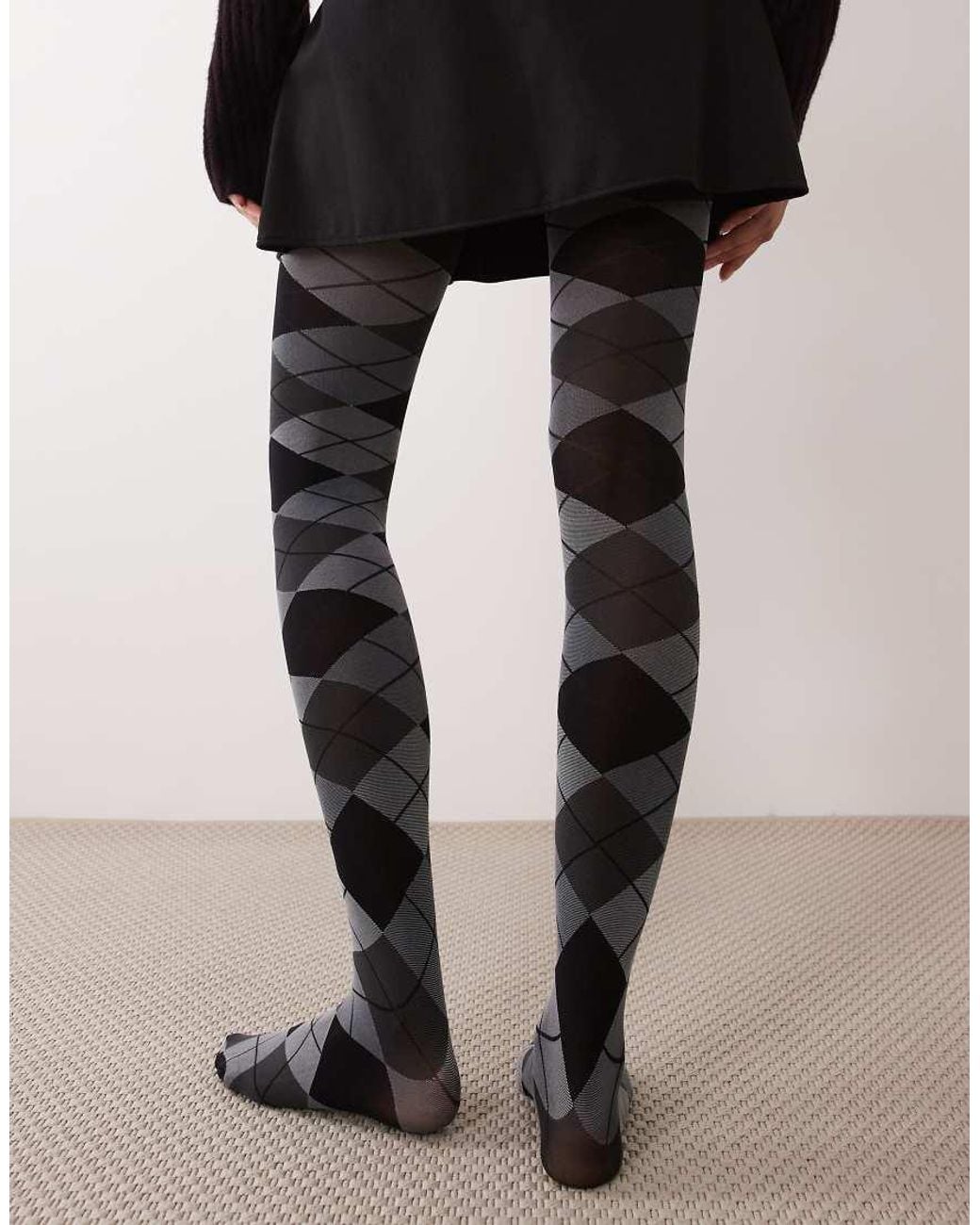 ASOS Black Argyle Pattern Tights