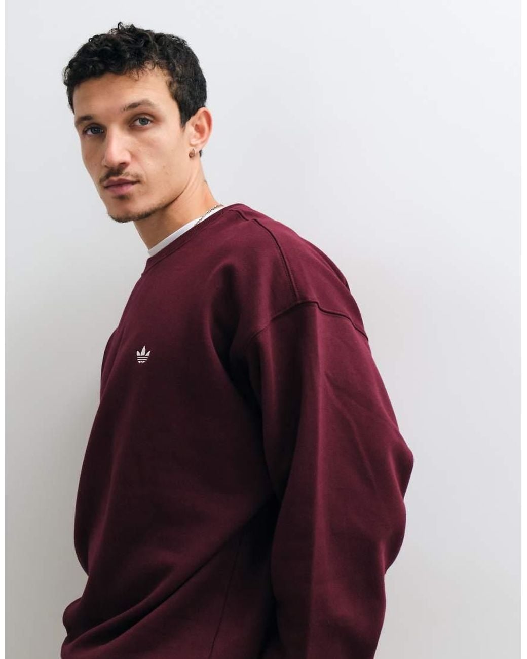 Adidas Originals Red Loose Crew Neck Sweatshirt for men