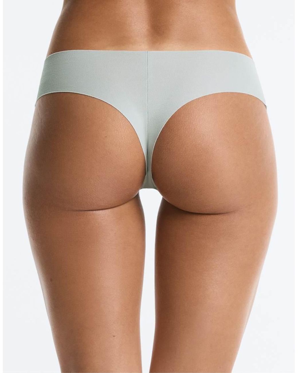 Oysho White 3 Invisible Cotton Blend Brazilian Briefs
