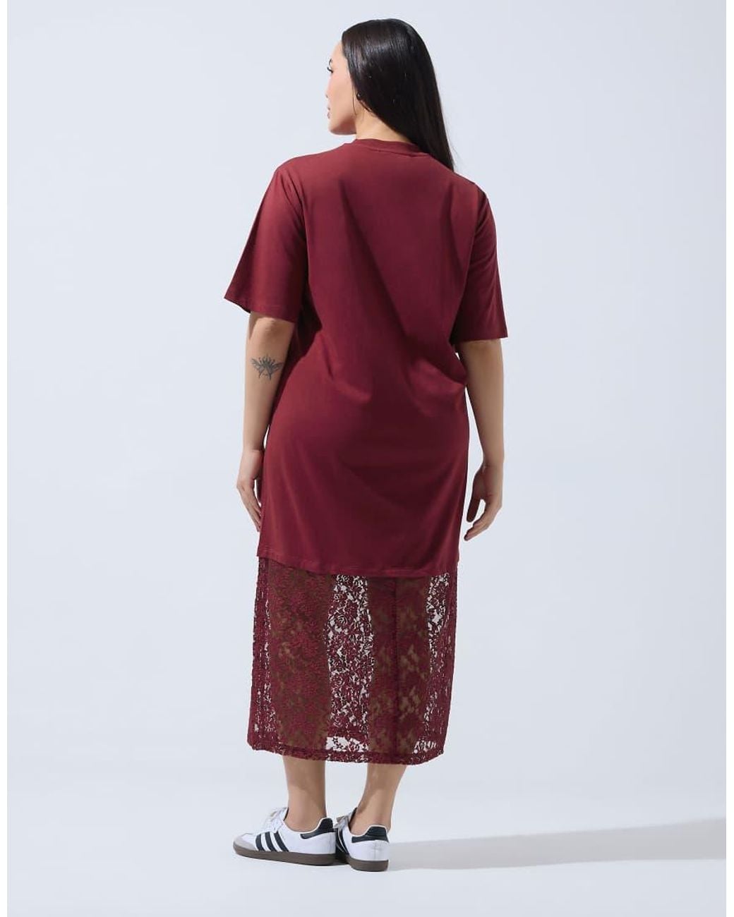 Yours Clothing Red Lace Hem Cotton Maxi Dress