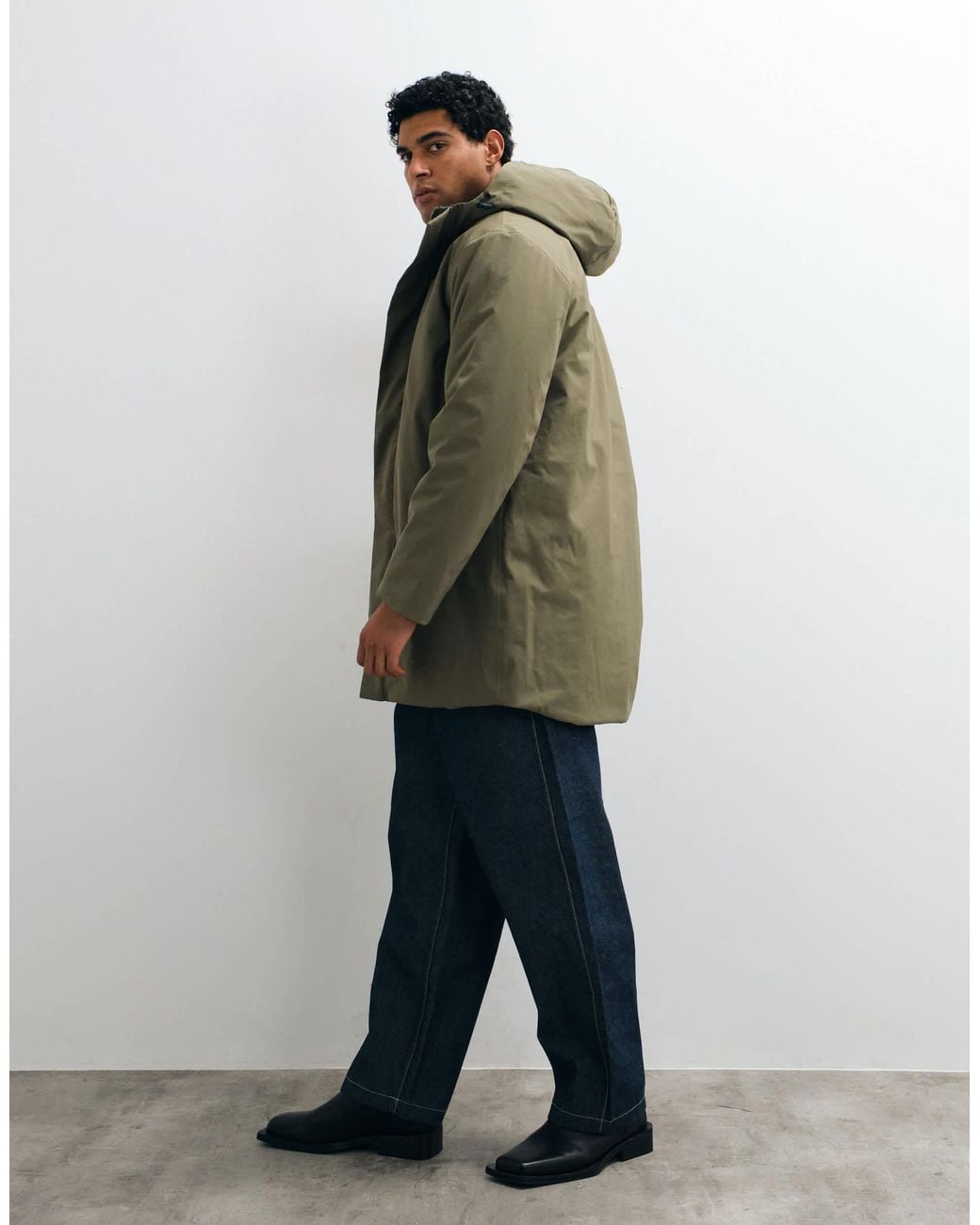 SELECTED Green Primaloft Waterproof Long Parka Jacket for men