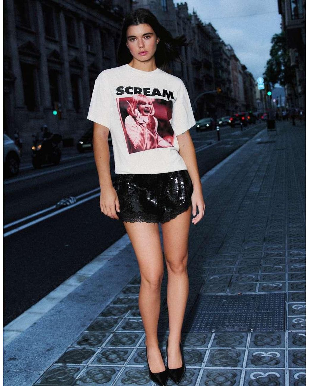 Bershka White Short Sleeve Scream Print T-shirt