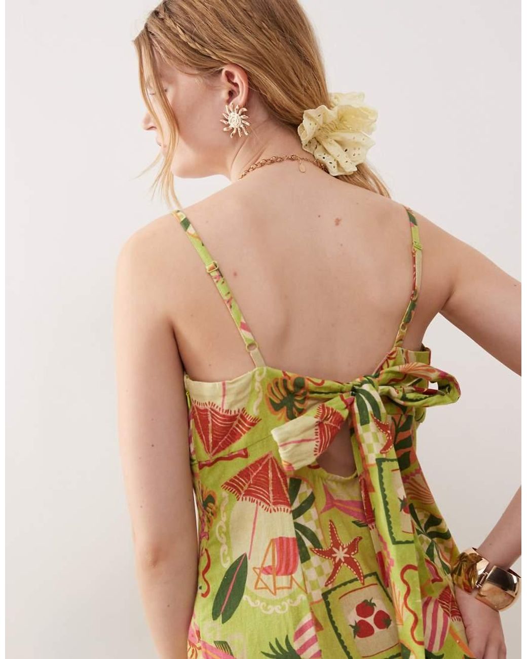 Reclaimed Vintage Natural Midi Dress With Bust Cup Detail And Godets