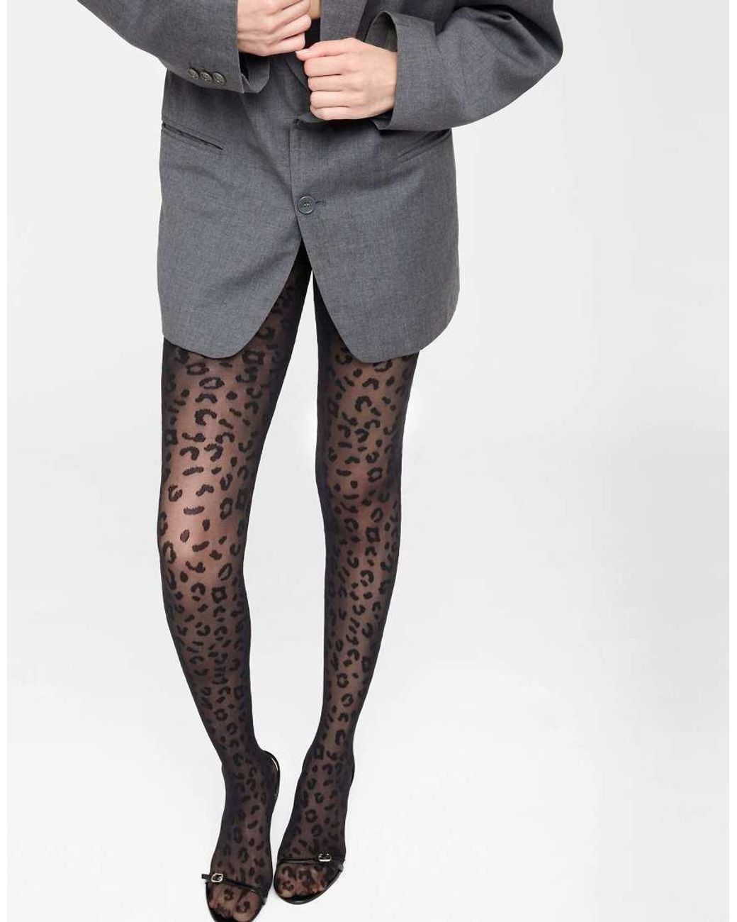 Calzedonia Black Animal Pattern 30 Denier Sheer Tights