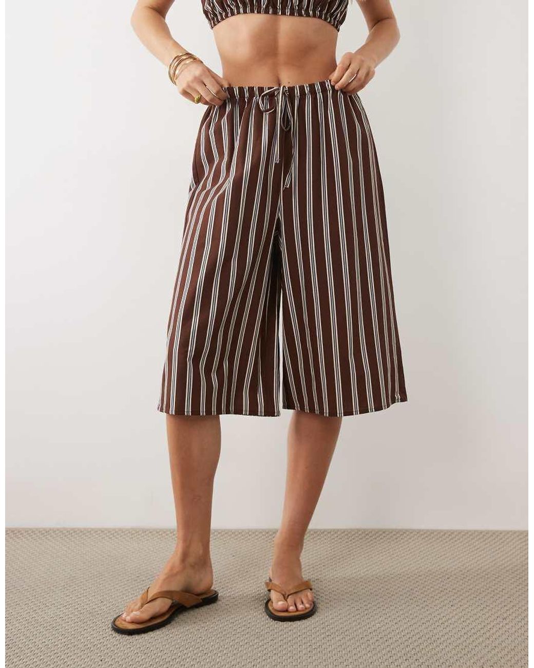 ASOS Natural Linen Blend Pull On Longline Short
