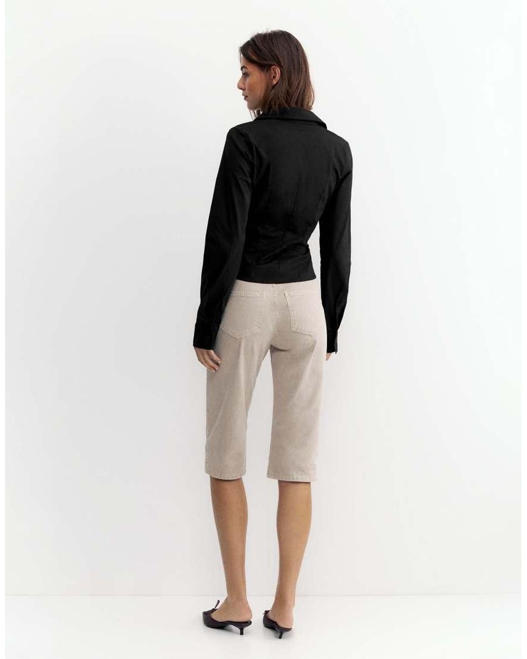 Pull&Bear Black Fitted Wide-cuff Shirt