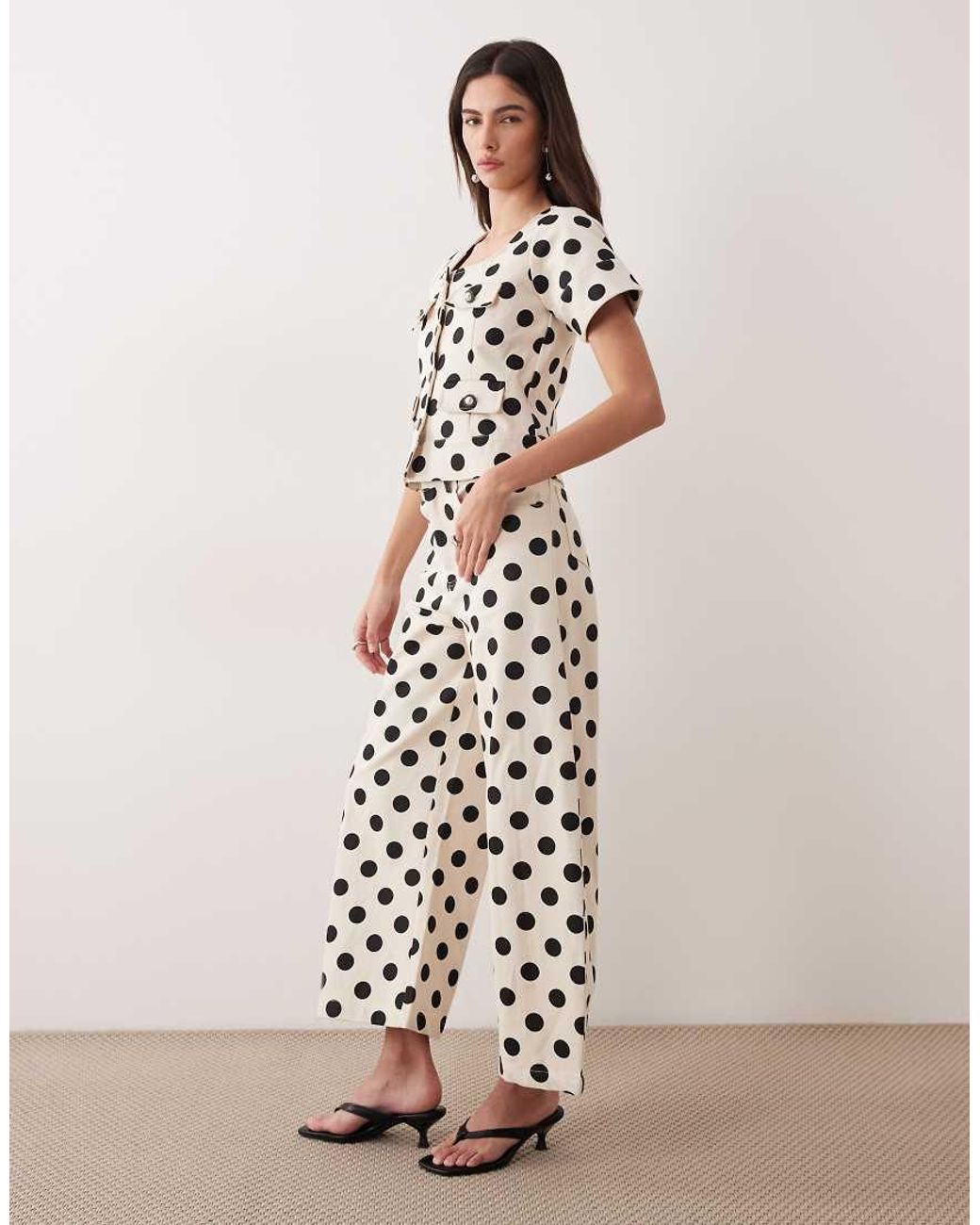 Sister Jane Natural Denim Polka Dot Barrel Jeans Co-Ord