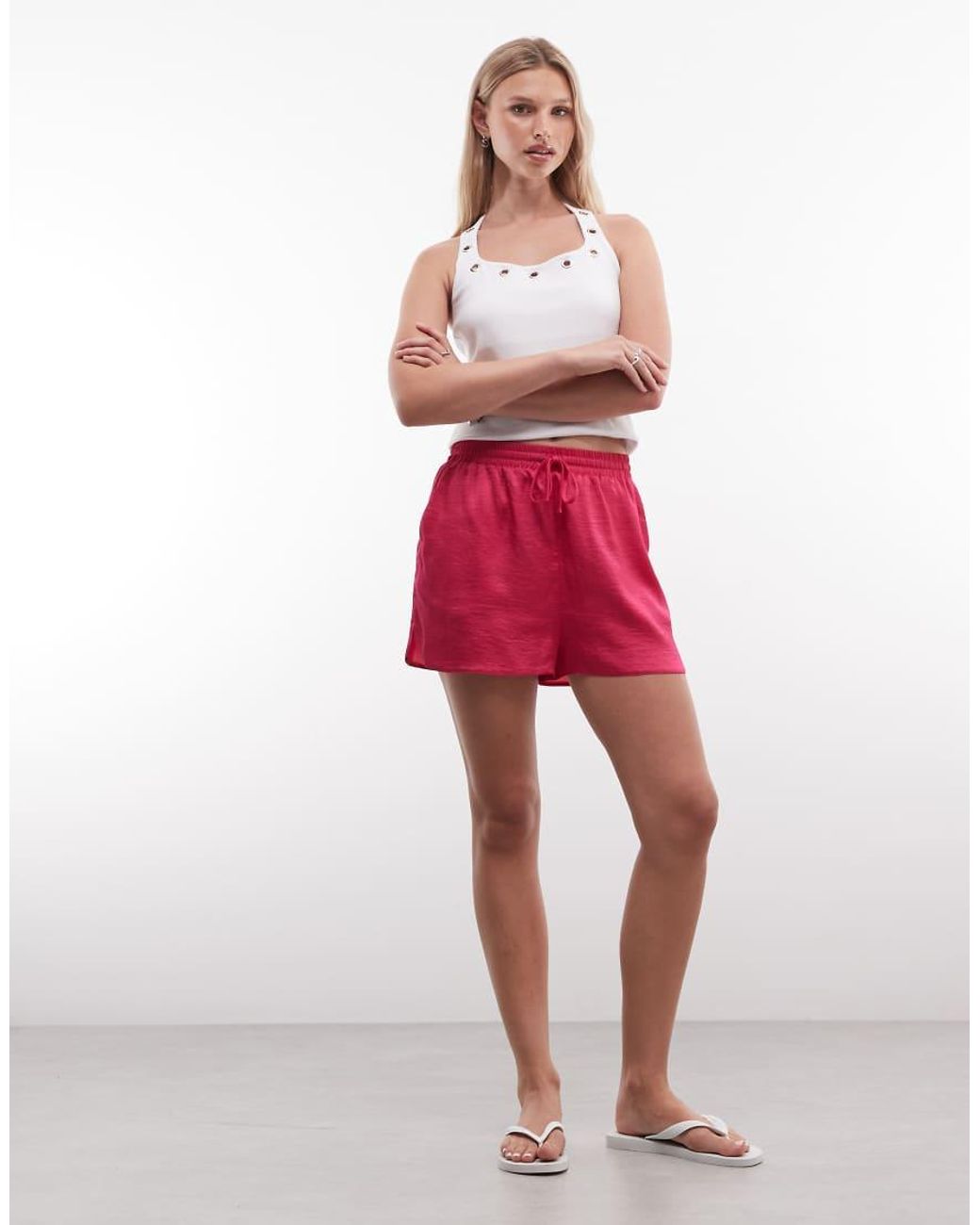 ASOS Red Satin Shorts