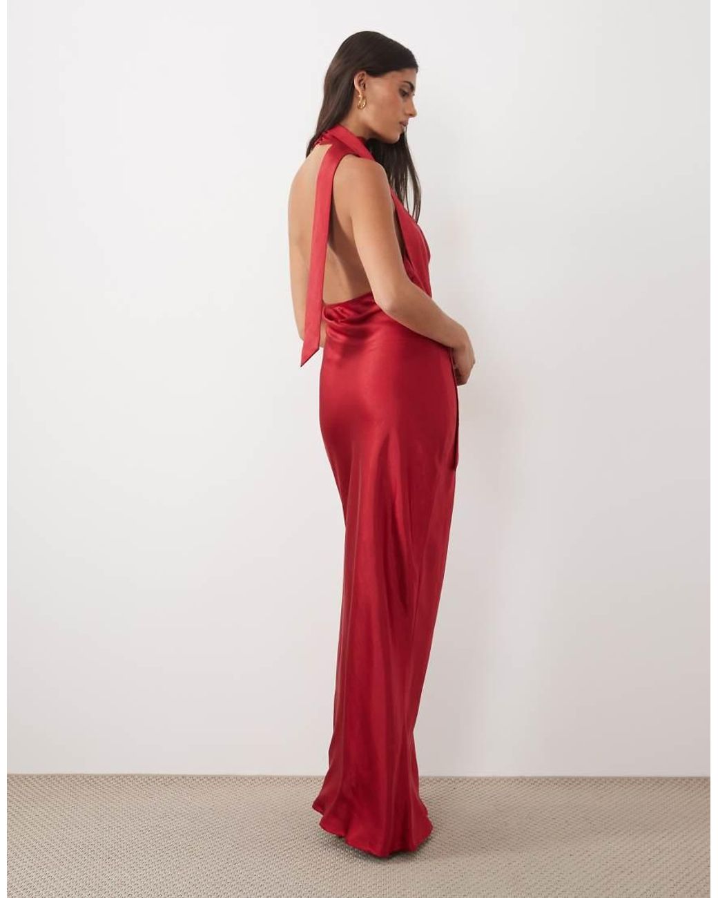 TFNC London Hammered Satin Cowl Neck Scarf Detail Maxi Dress