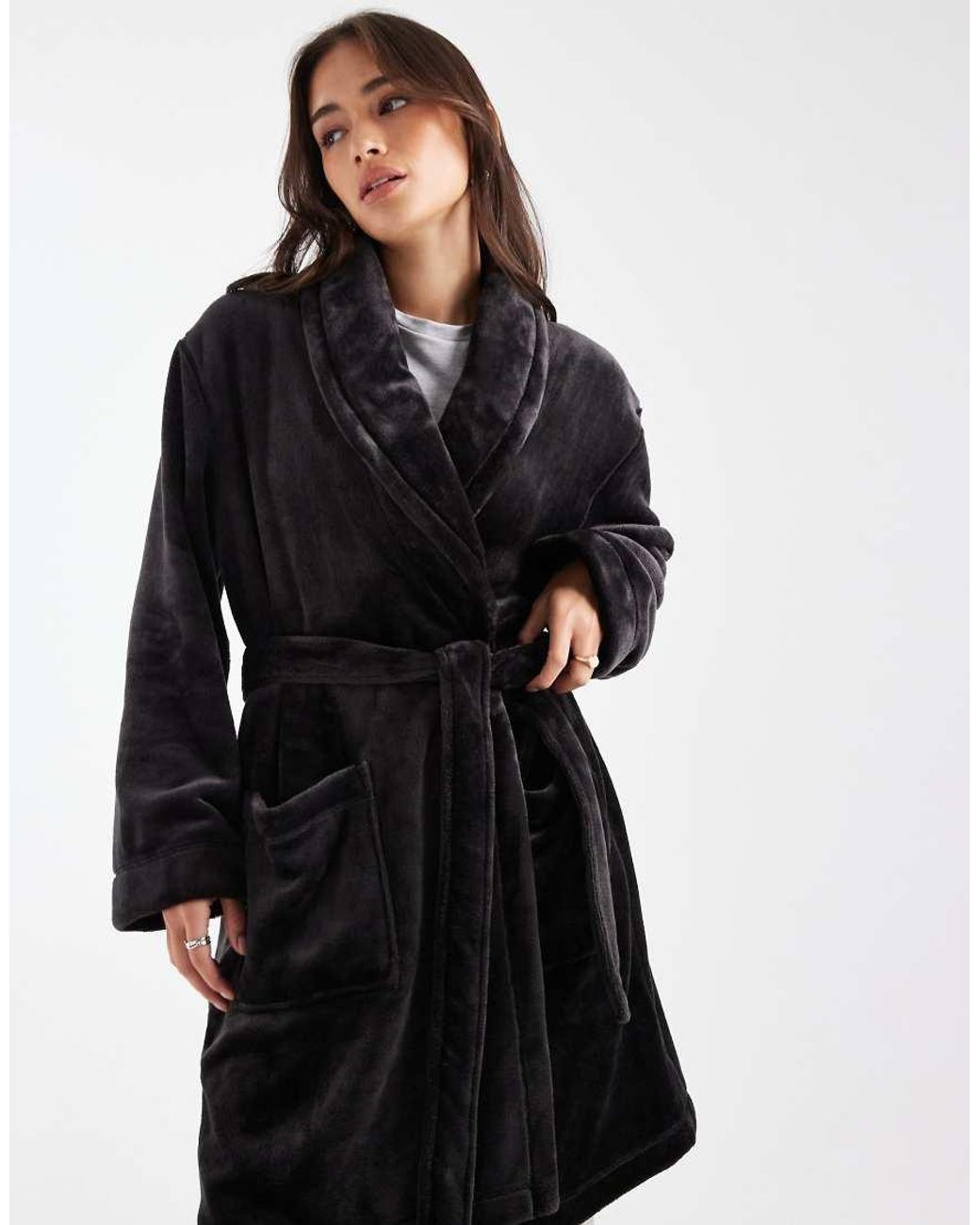 DKNY Black Folded Short Robe